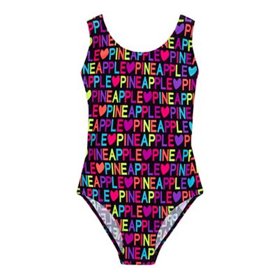 Girls' multi-coloured logo print swimsuit